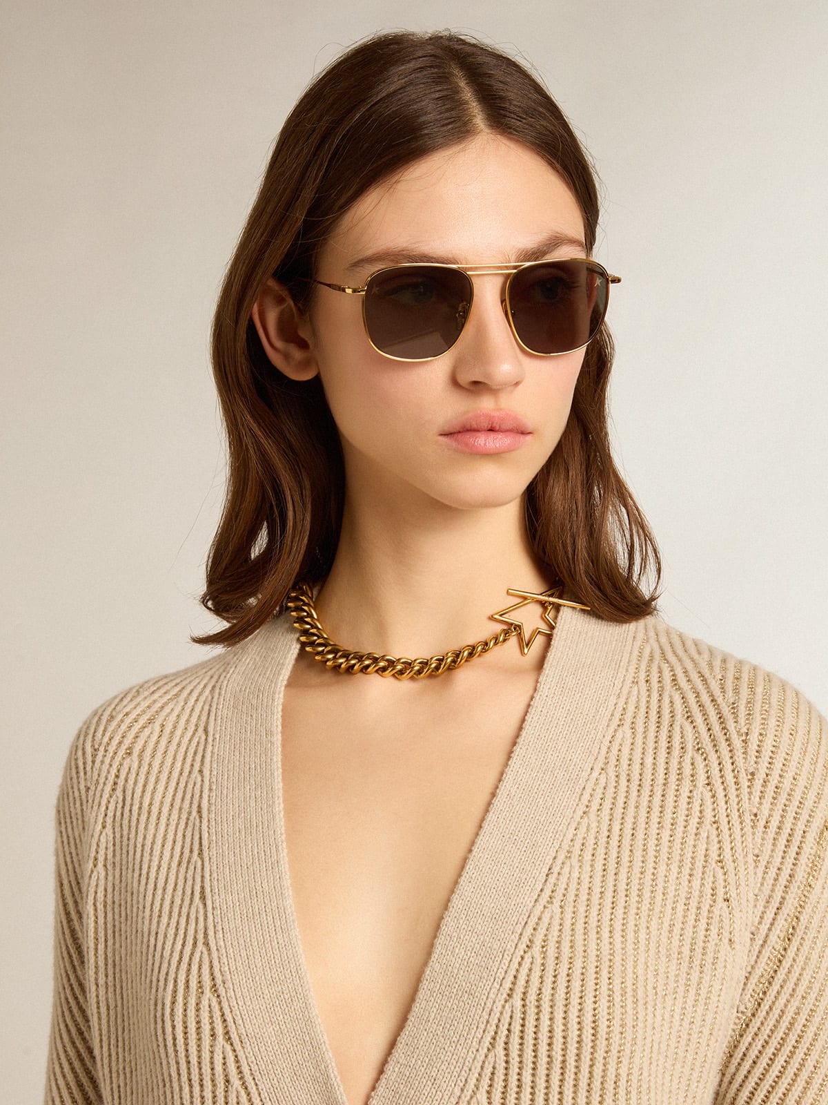 Cardigan in misto lana con trama punto costa inglese