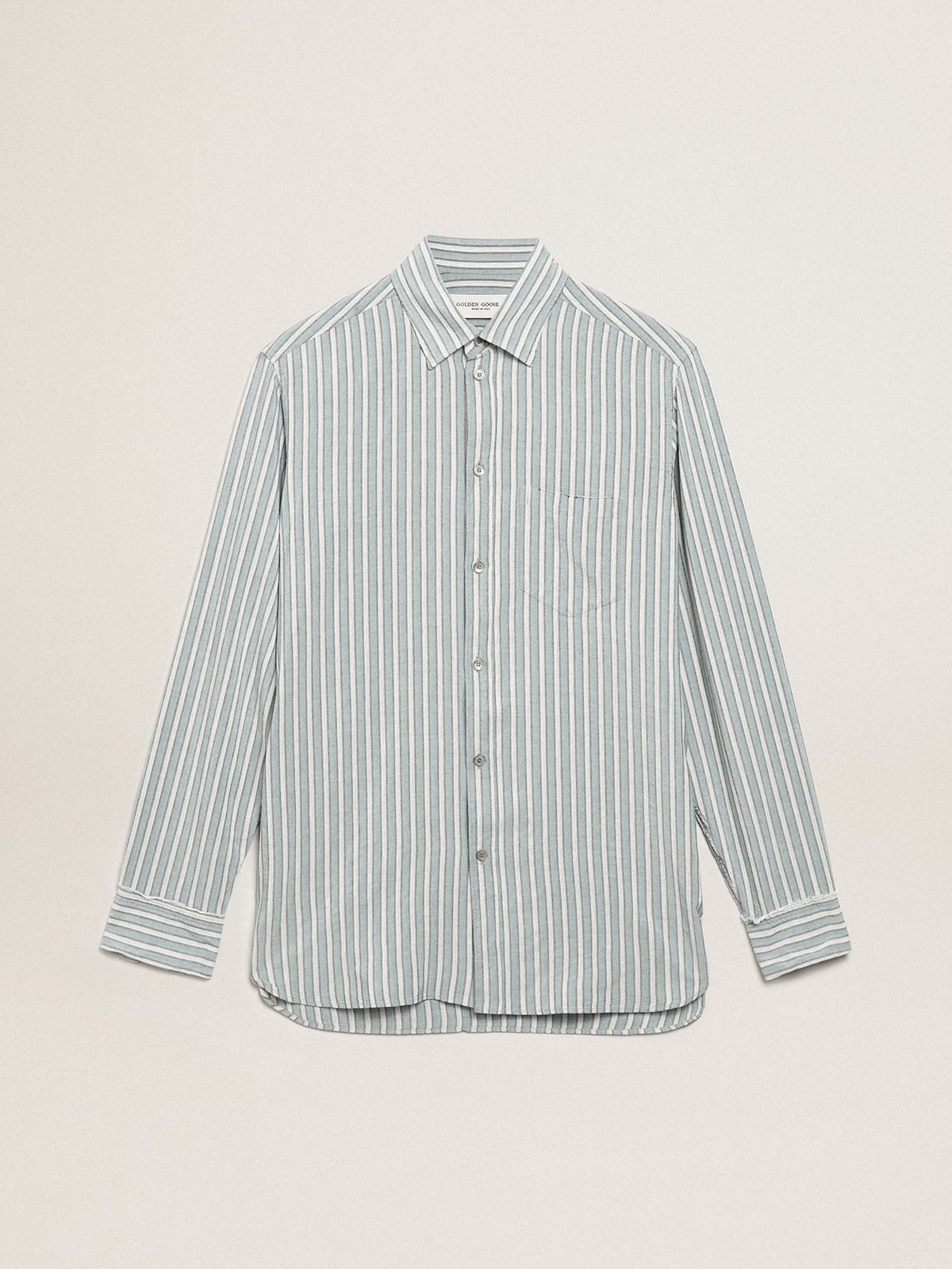 Camicia uomo Collezione Journey con righe di colore acqua