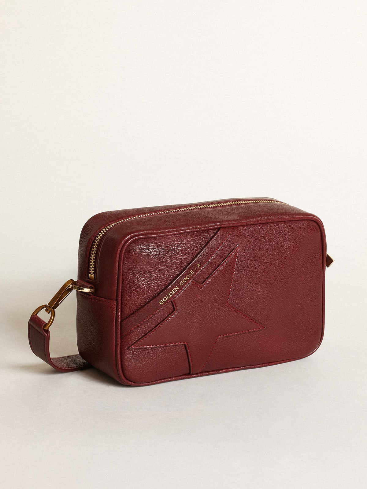 Borsa Star Bag in pelle color bordeaux con stella ton sur ton