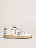 Sneaker Ball Star in nappa bianca con stella e talloncino in glitter argento