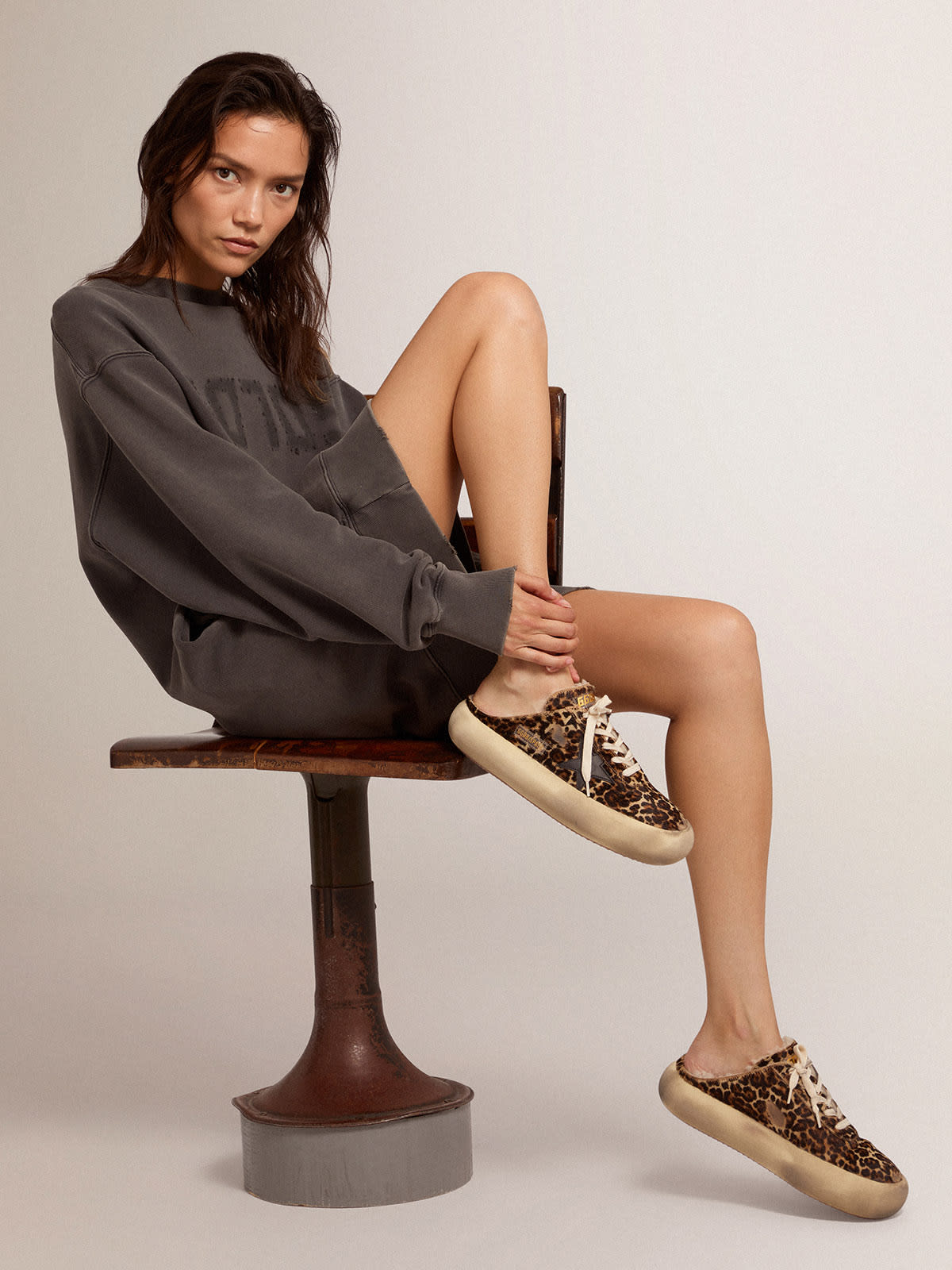 Scarpe Space-Star Sabot in cavallino animalier e fodera in shearling