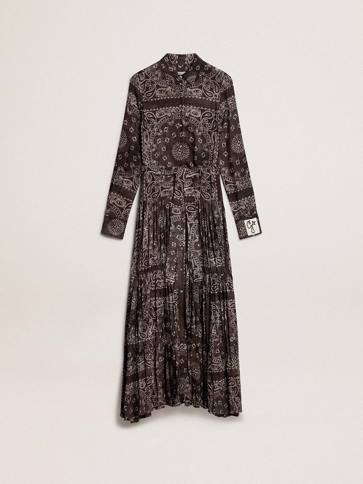 Vestito chemisier di colore antracite con stampa paisley