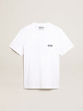 T-shirt bianca uomo con stella blu scuro sul retro