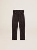 Pantalone cropped flare Collezione Golden in morbida nappa nera