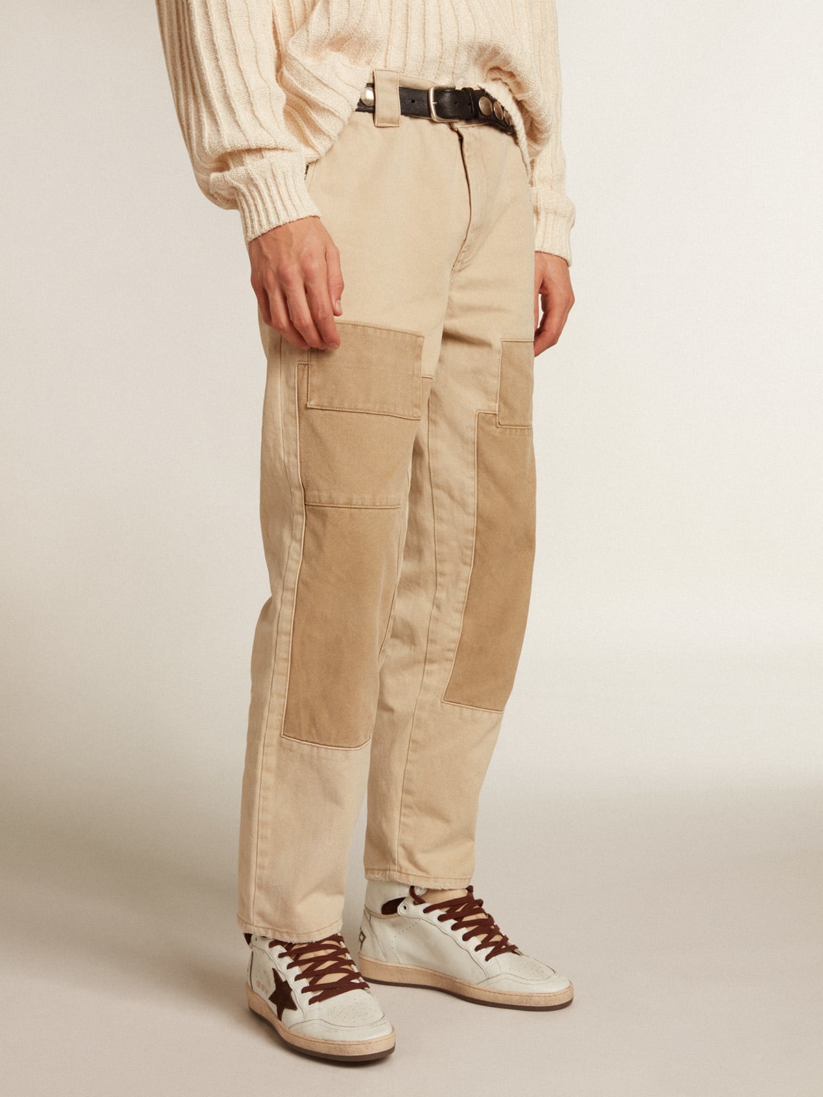 Pantalone in cotone in mix beige