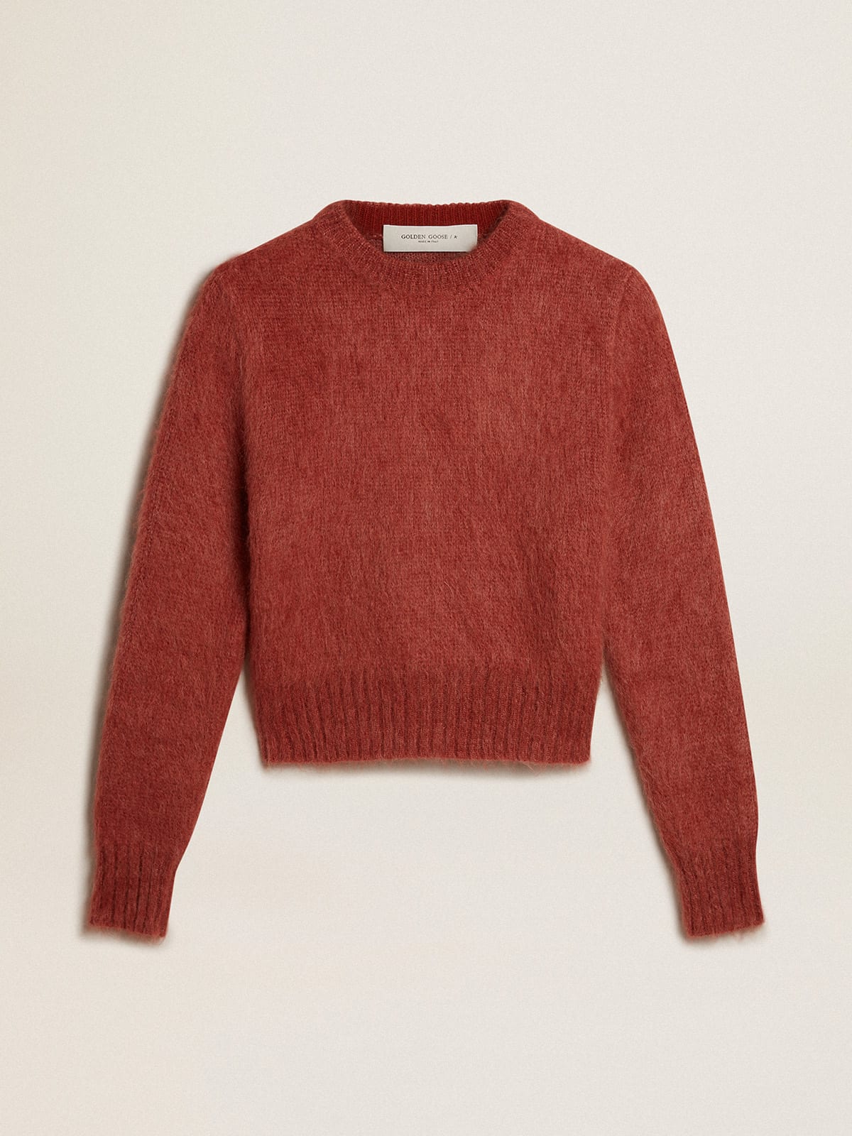 Maglione cropped in mohair color lilla scuro