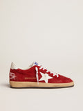 Ball Star Uomoin suede rosso con stella in pelle bianca