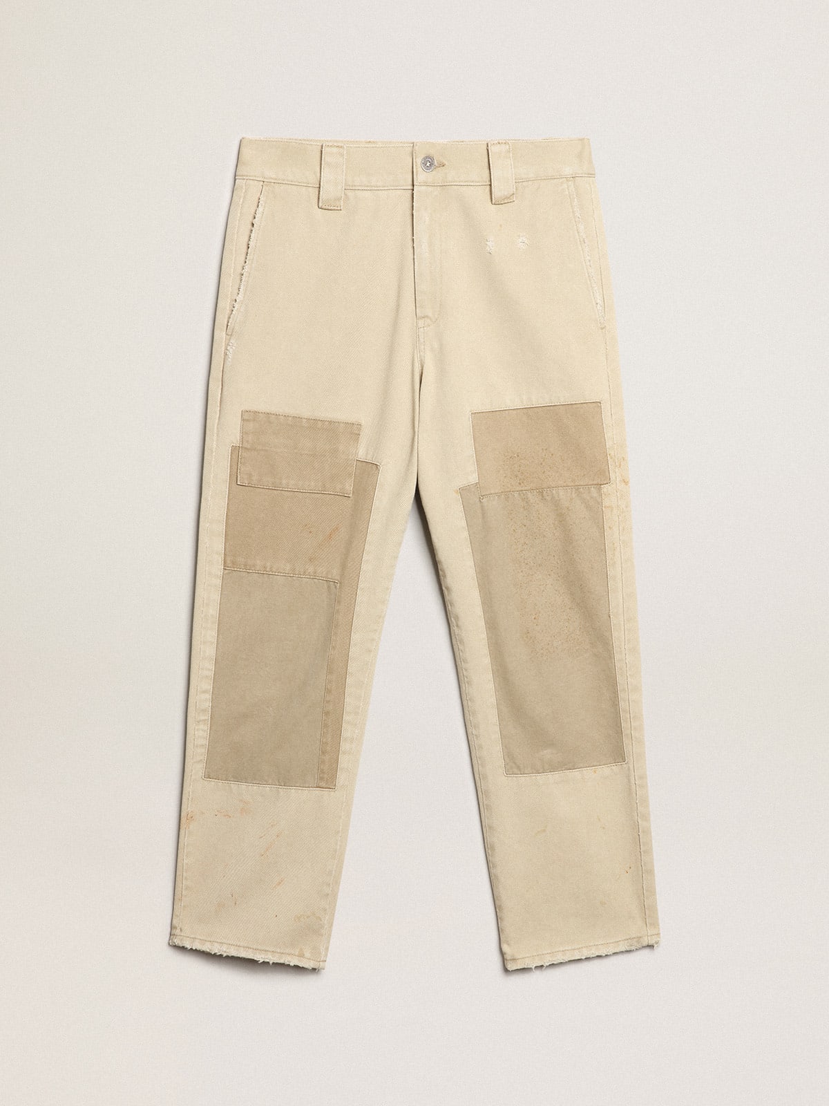 Pantalone in cotone in mix beige