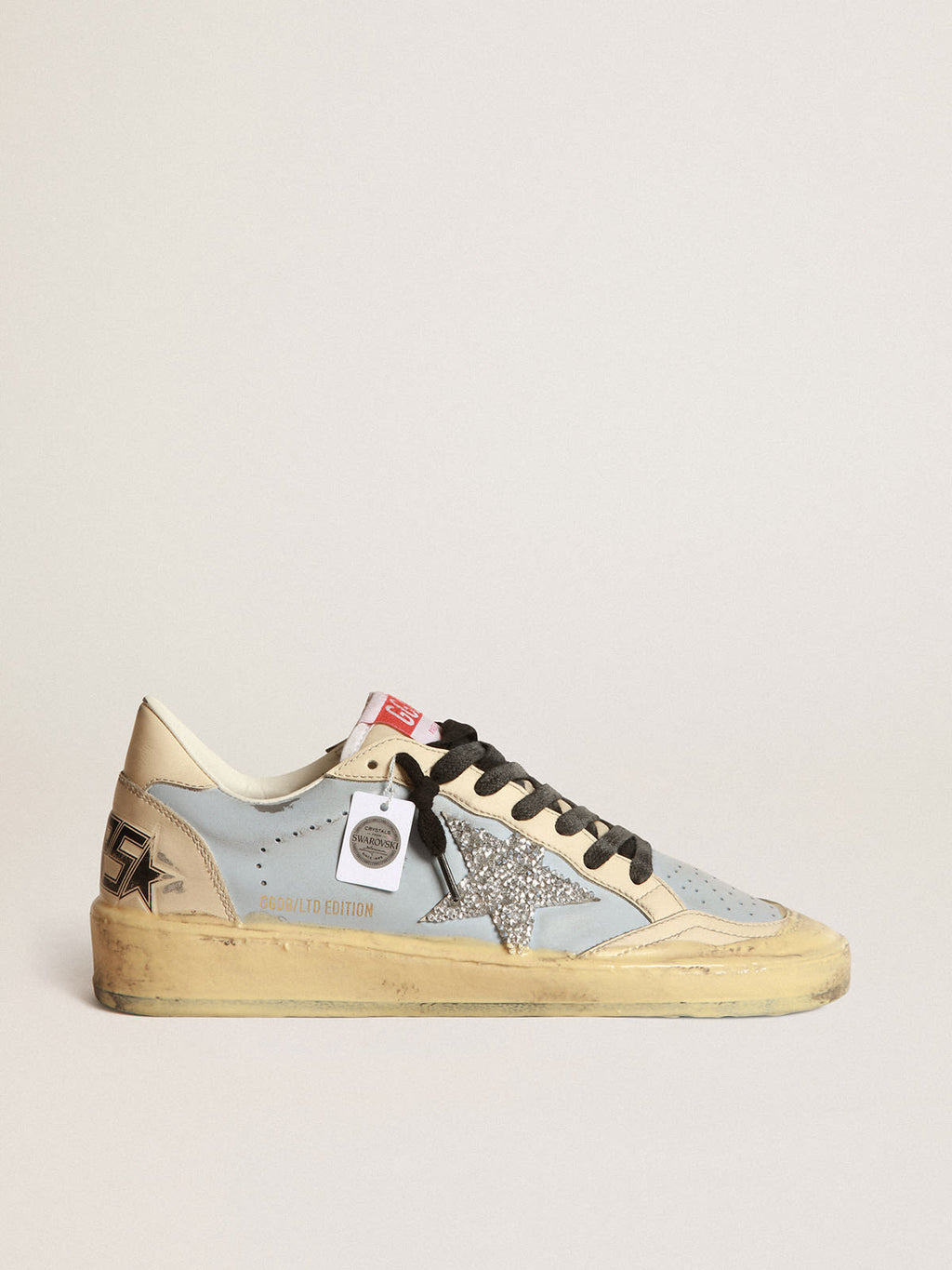 Ball Star LAB donna in pelle azzurra fumé con stella in Swarovski