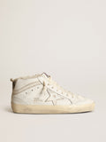 Mid Star in nappa con stella e virgola in pelle lucida bianca