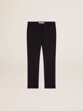 Pantalone a sigaretta Collezione Golden in lana blu scuro