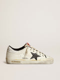 Sneaker Super-Star donna LTD in canvas beige con stella in pelle nera e talloncino in pelle bianca