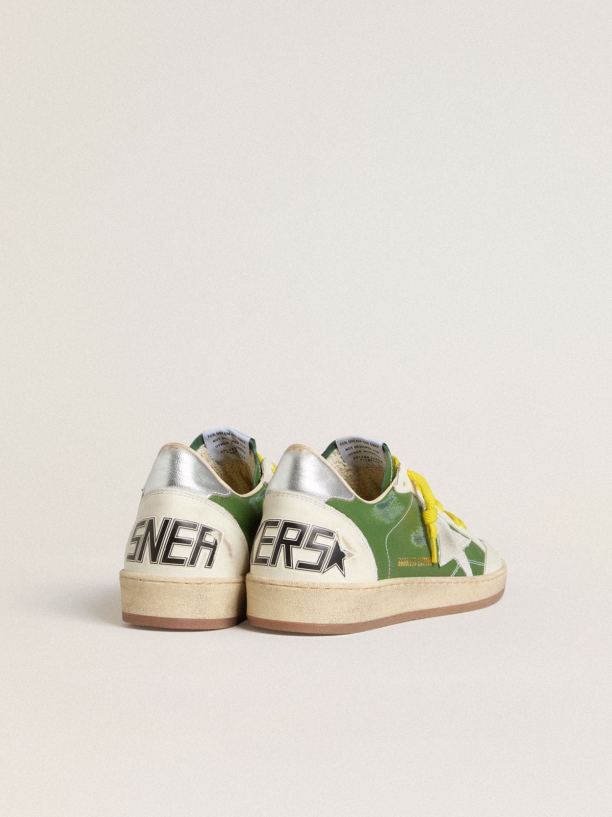 Ball Star LTD in green nappa leather with white suede star and metallic silver leather heel tab