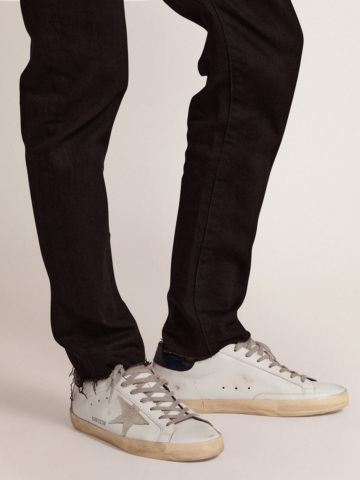 Sneakers Super-Star uomo stella in suede talloncino blu