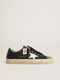 V-Star in nappa nera con stella bianca e punta in cristalli Swarovski