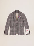 Blazer monopetto donna Collezione Golden in principe di Galles grigio e bianco