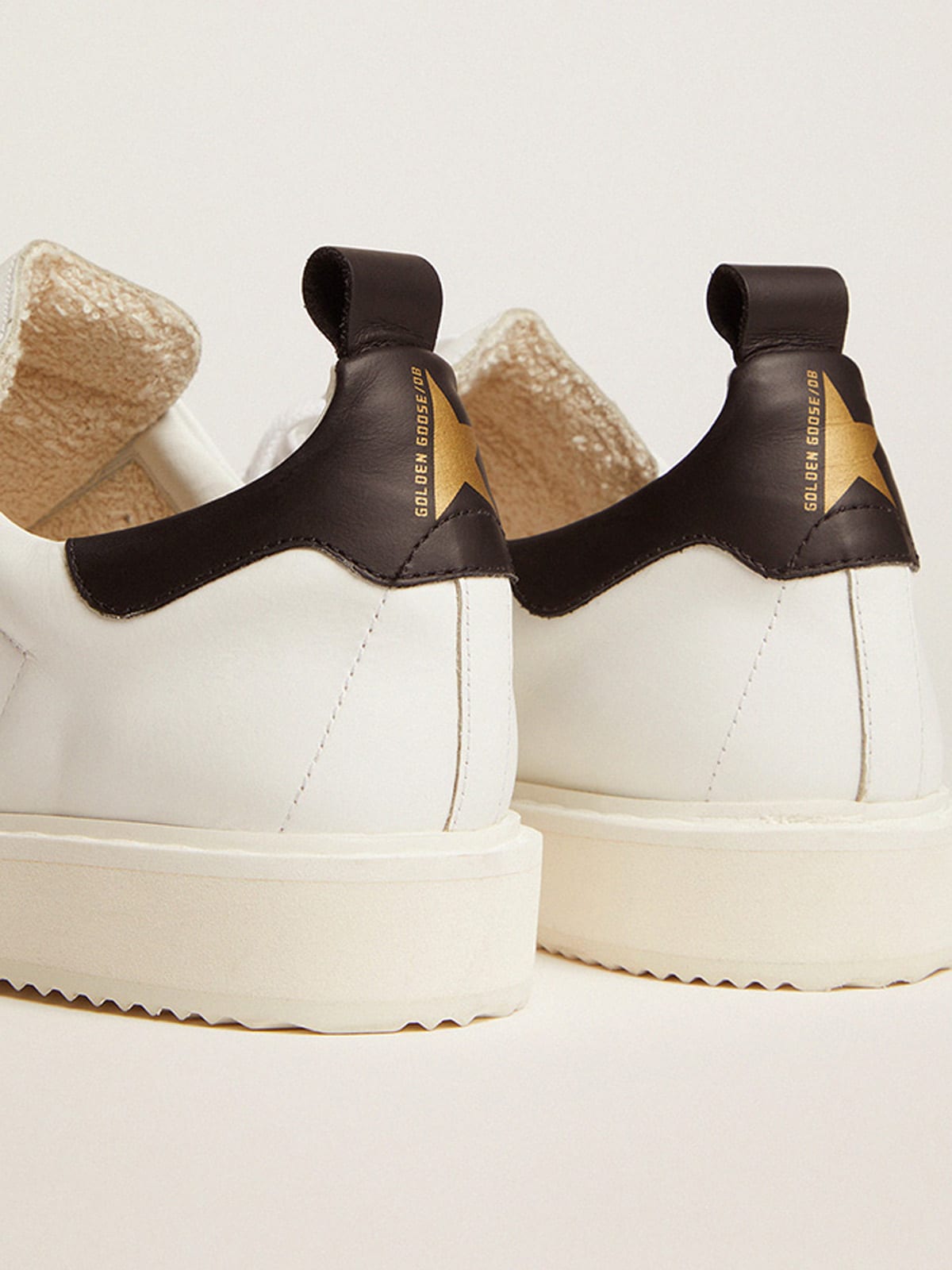 Sneaker Starter in pelle bianca con talloncino in pelle nera
