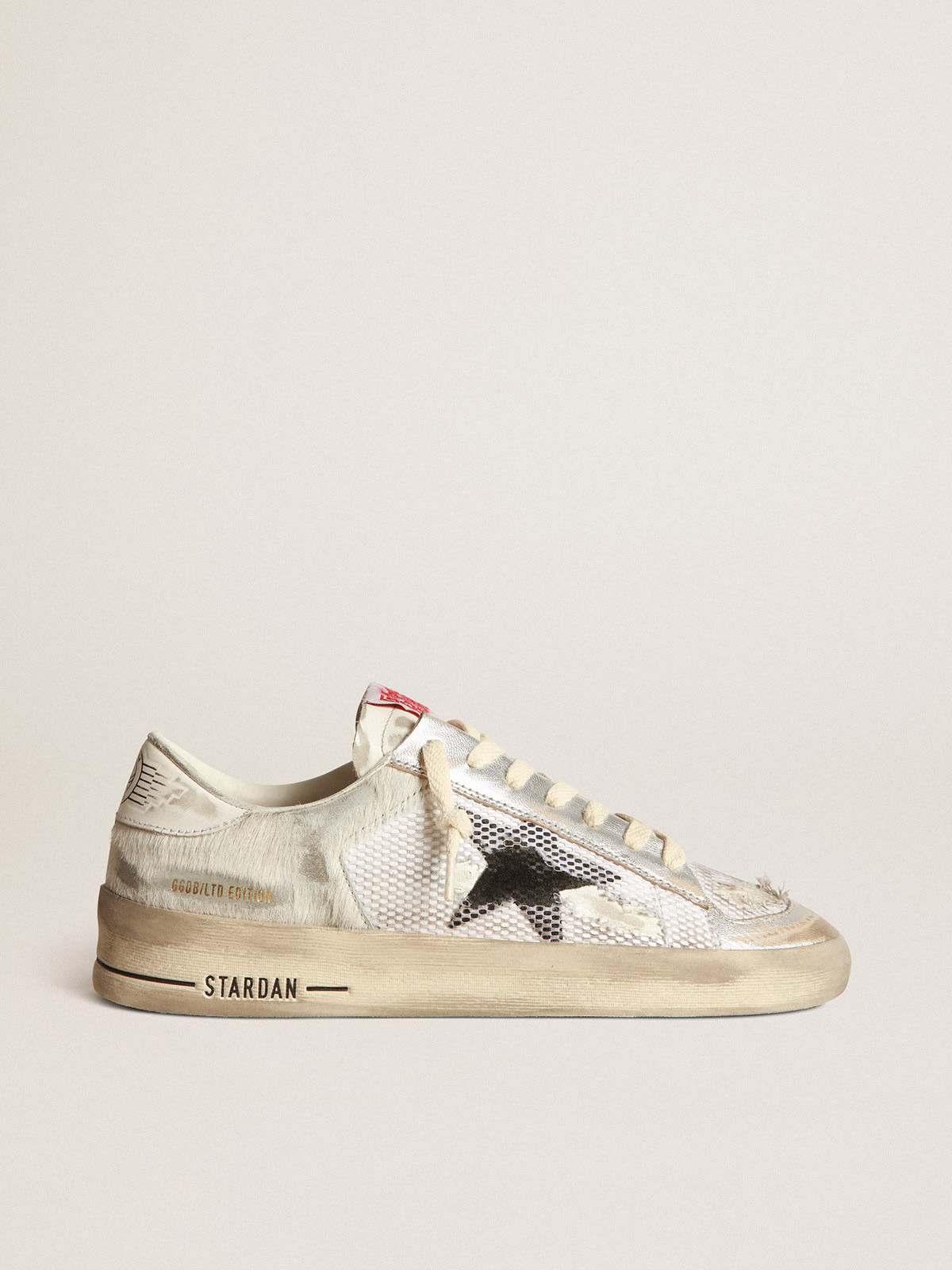 Sneaker Stardan LAB in cavallino e pelle bianchi con stella in suede nero