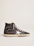 Sneaker Francy con tomaia in pelle nera e stella in pelle bianca