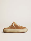 Space-Star Sabot Donna in suede color tabacco con stella traforata