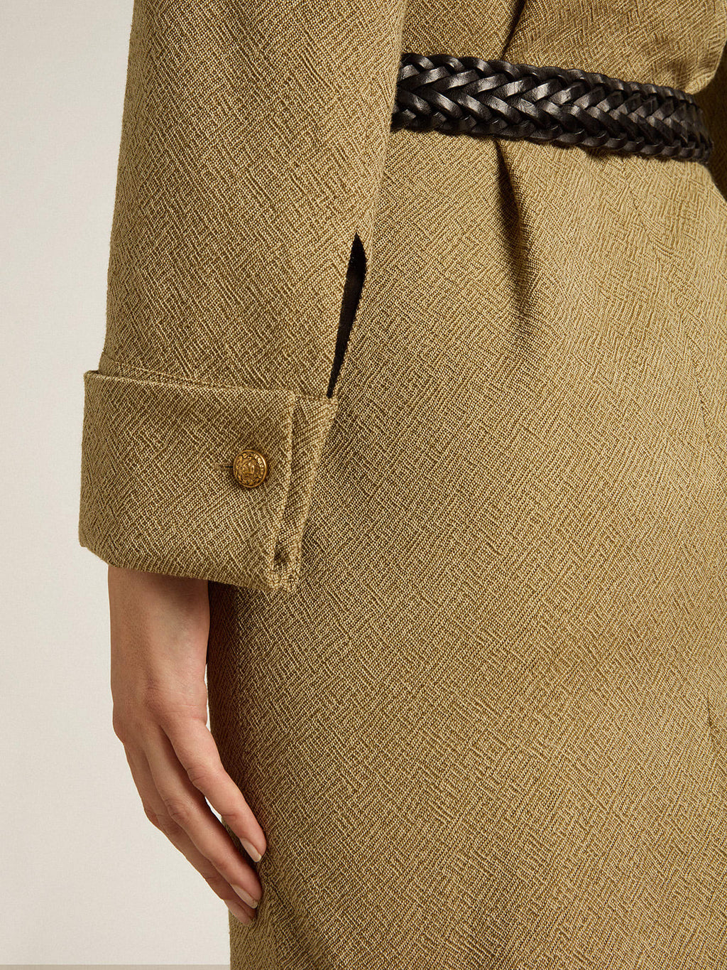Vestito corto in lana di color faggio chiaro