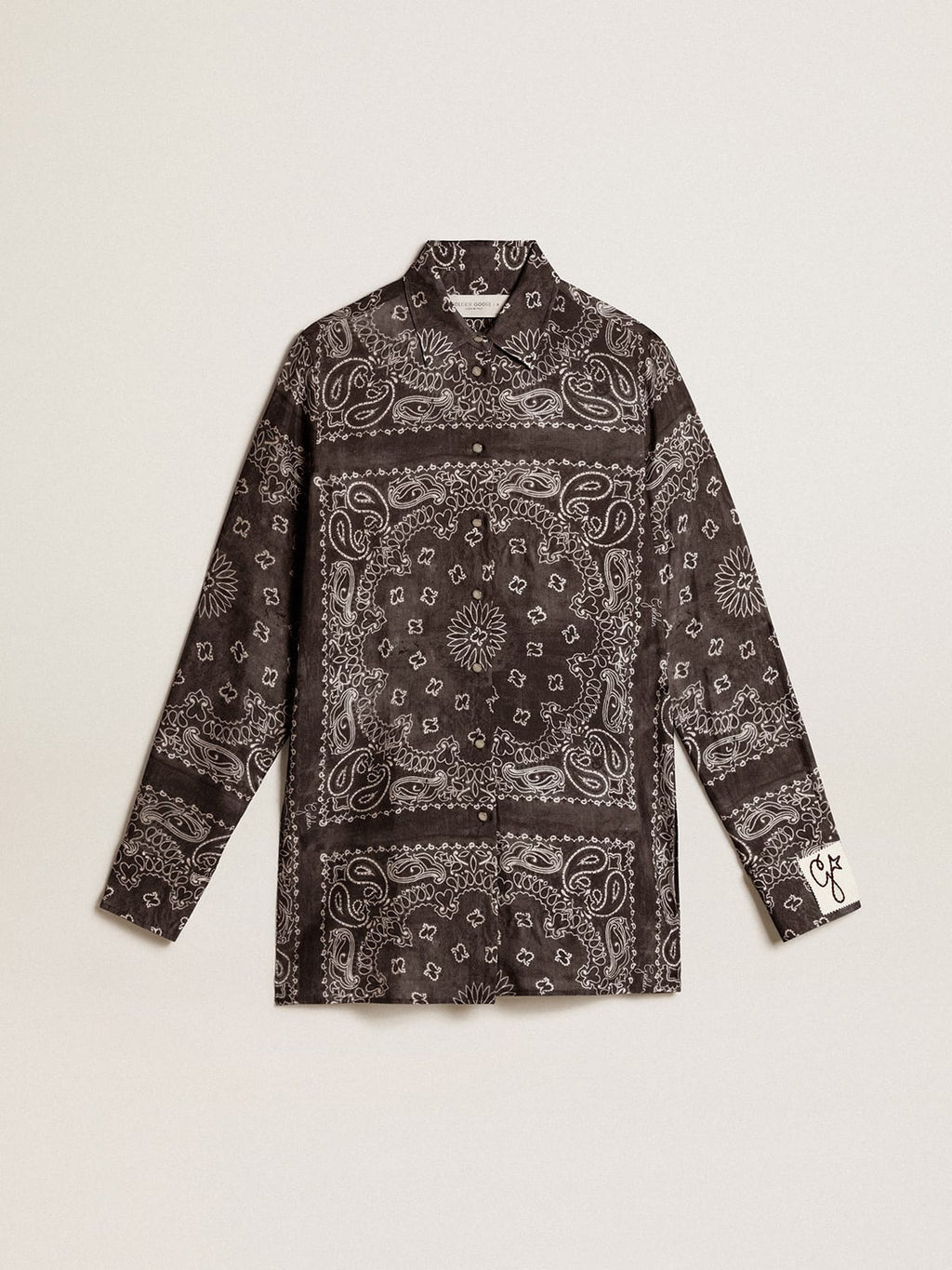 Camicia pigiama di colore antracite con stampa paisley