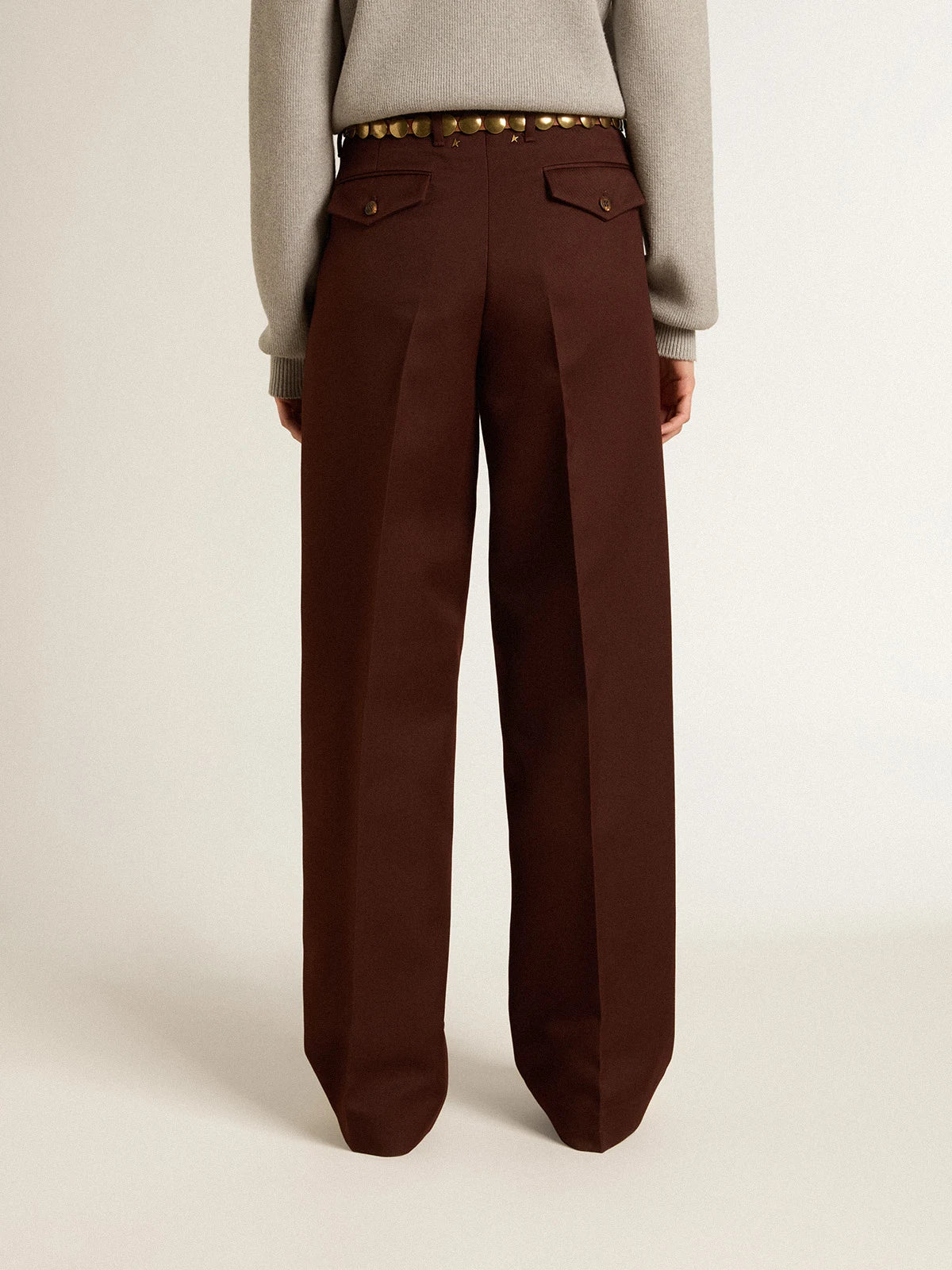 Pantalone Flavia Collezione Journey in gabardine di lana color chicory coffee