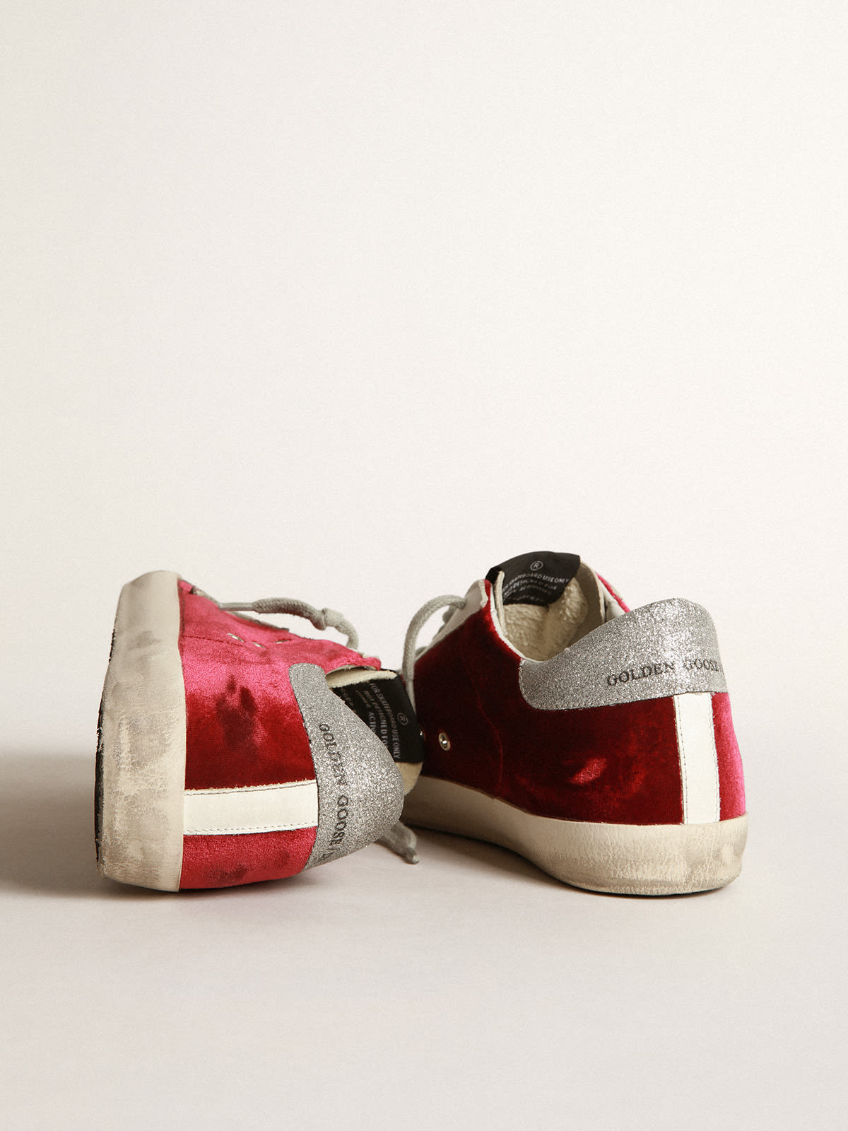 Sneakers Super-Star in velluto con talloncino in glitter