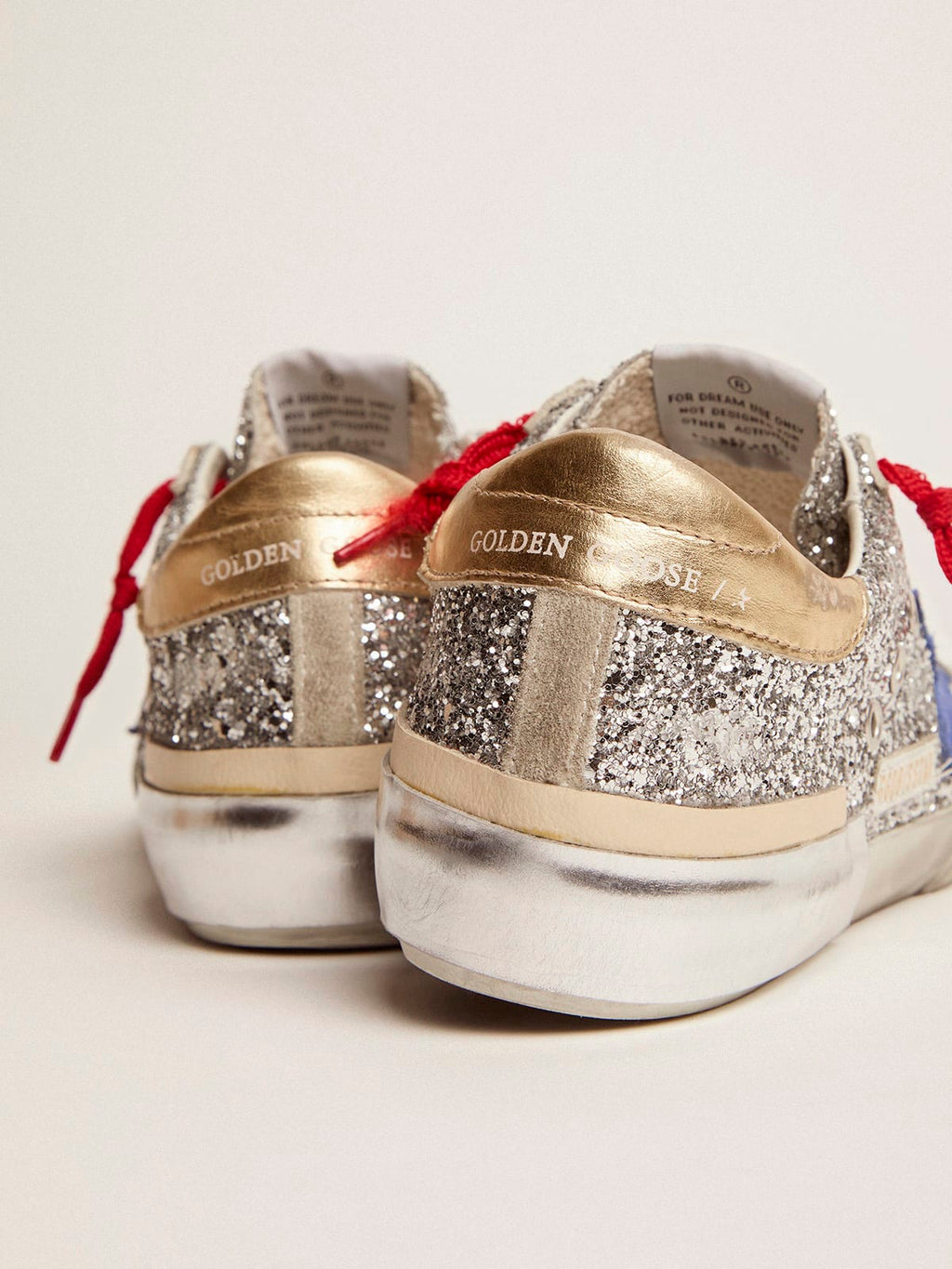 Sneaker Super-Star in glitter argento e multifoxing