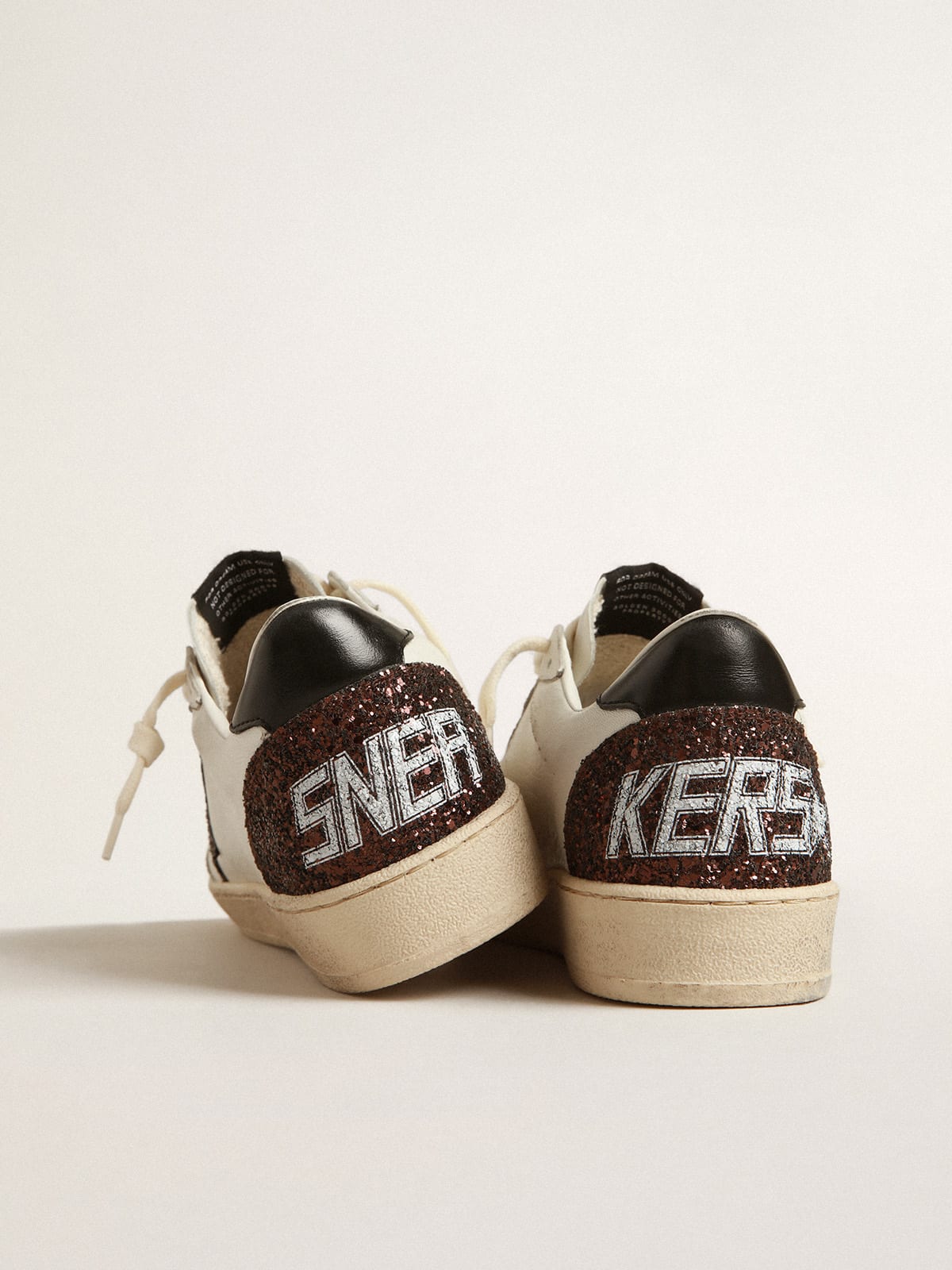 Ball Star in nappa con stella in glitter e talloncino in nappa nera