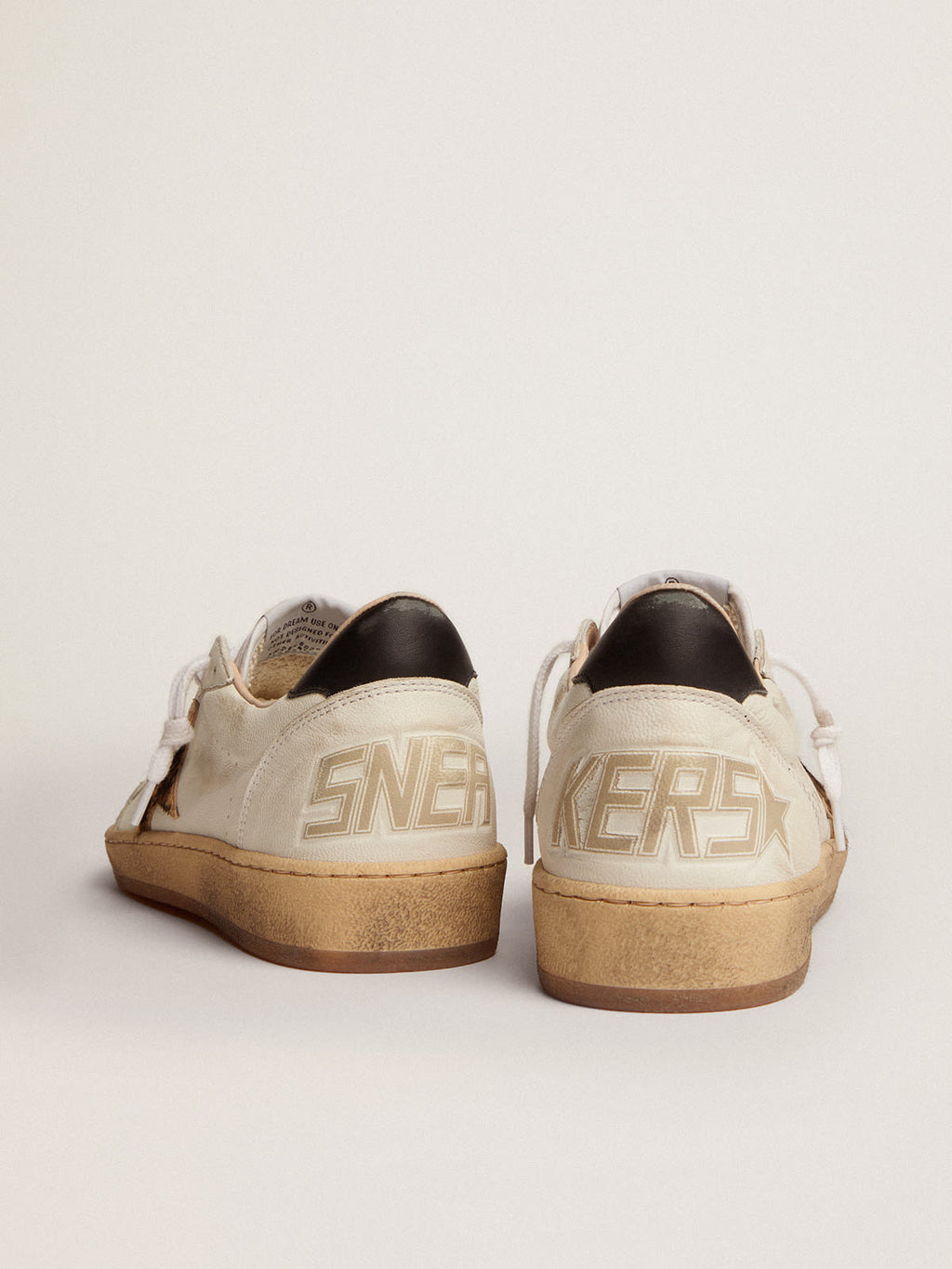 Sneaker Ball Star con stella in cavallino leopardato e talloncino in pelle nera