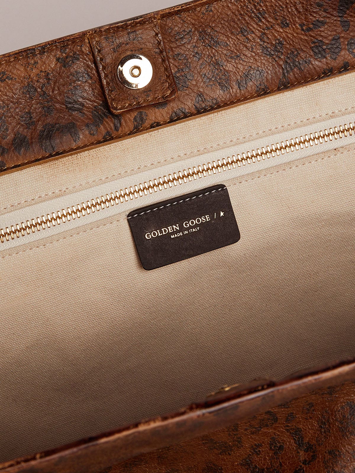 Borsa Pasadena Bag con stampa leopardata e manici neri a contrasto