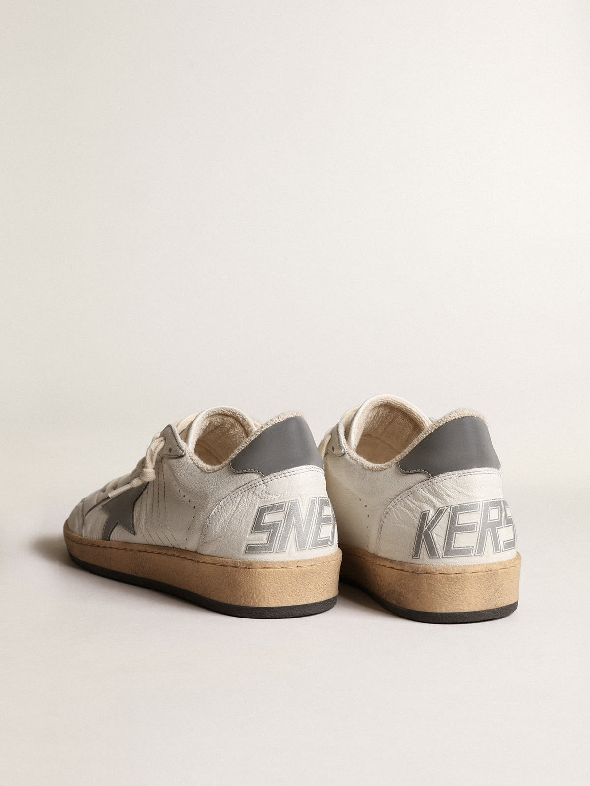 Ball Star in nappa con stella e talloncino in nylon reflex grigio