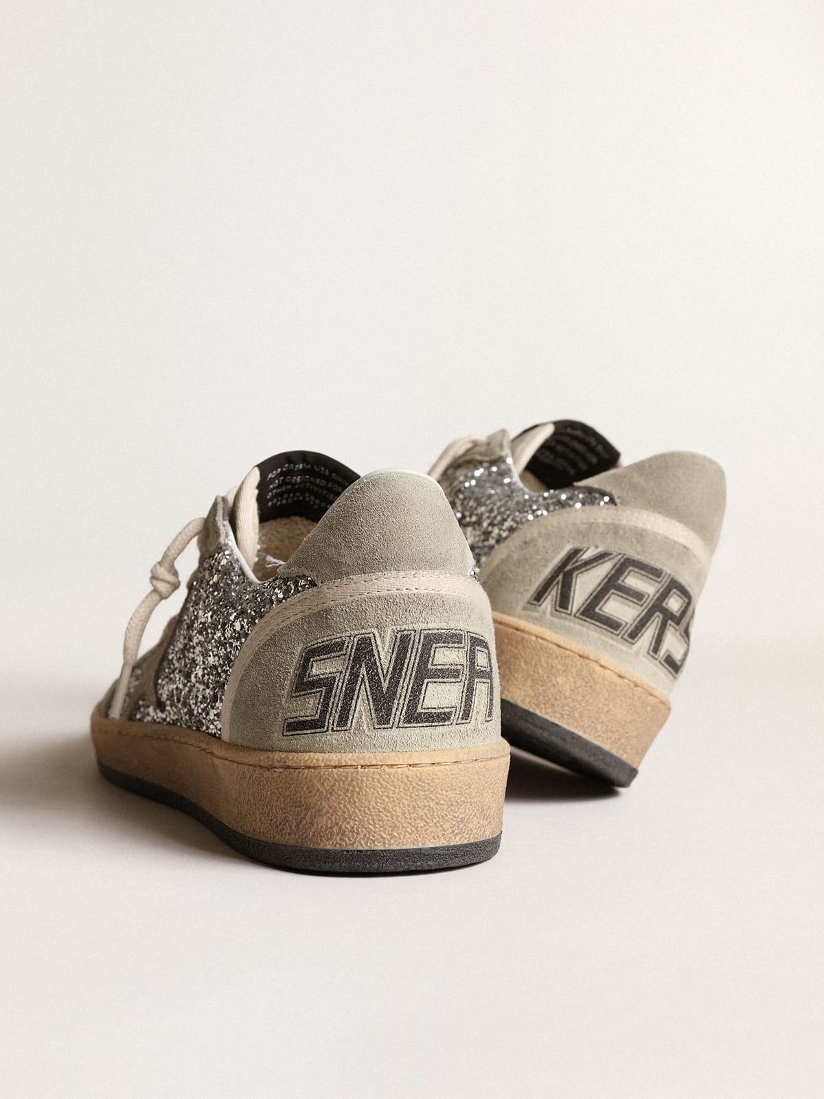 Ball Star in glitter argento con inserti in suede ghiaccio
