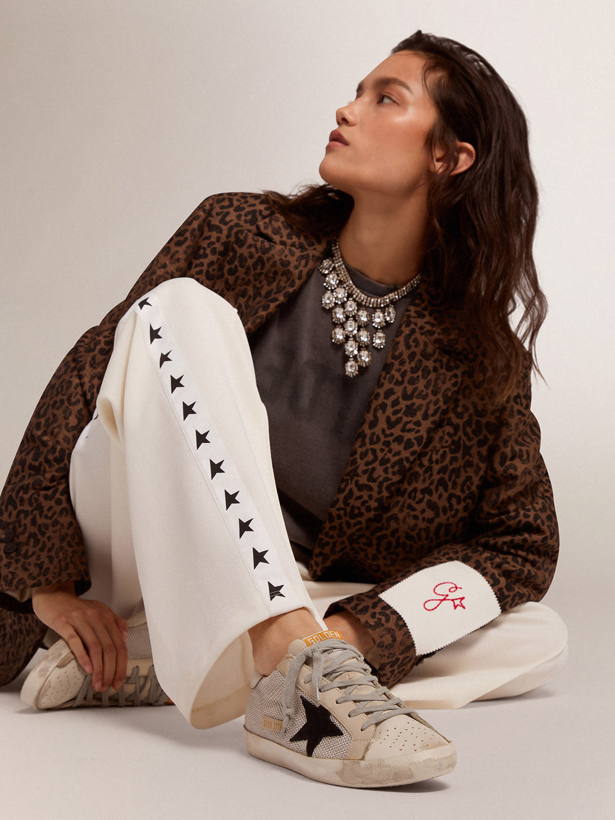 Sneakers Super-Star donna in pelle con inserto in mesh