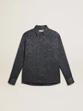 Camicia in jacquard con motivo toile de jouy all over