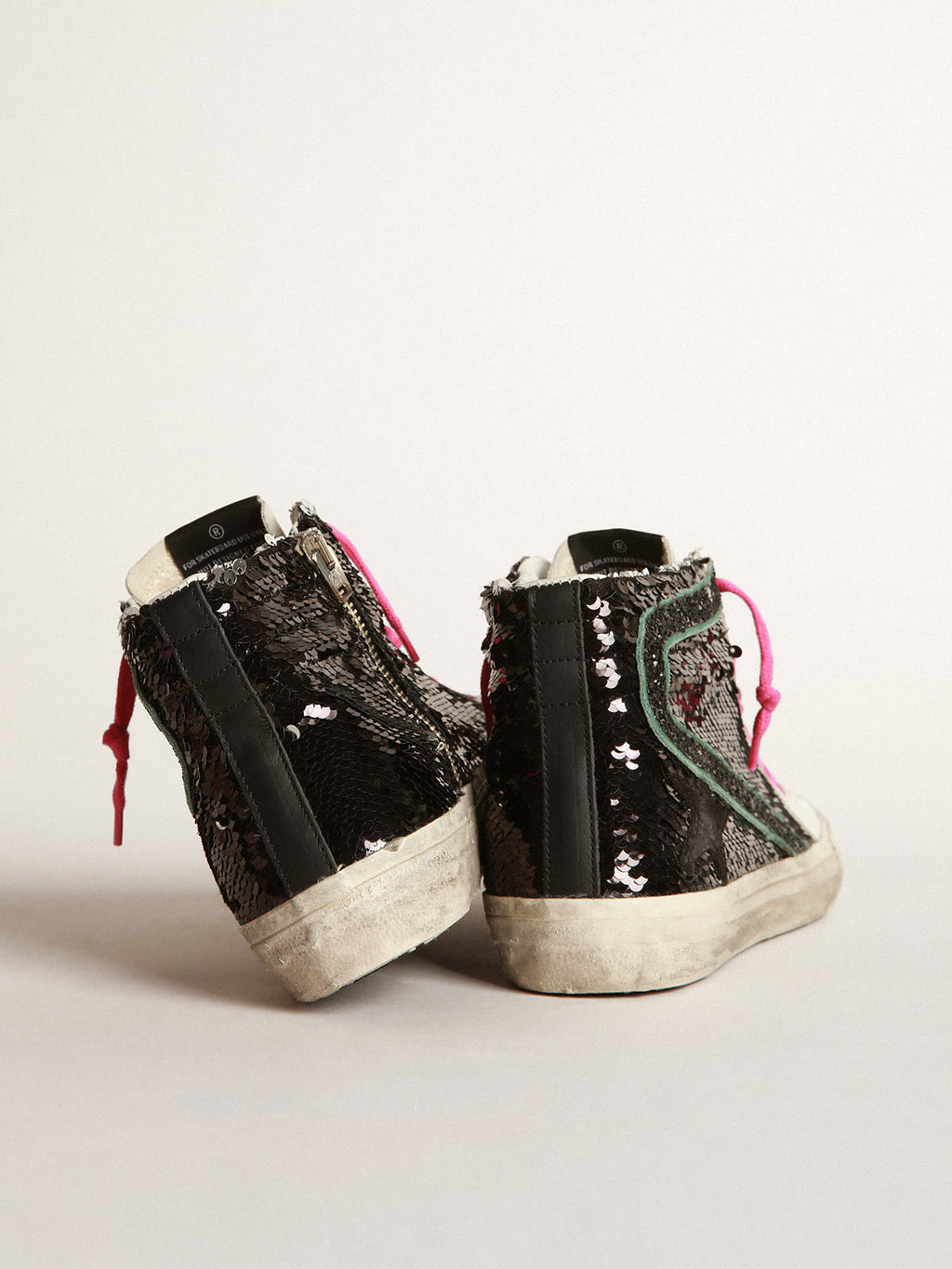 Sneakers Slide con paillettes nere